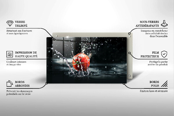 Tabla de cortar de vidrio Tomate en agua