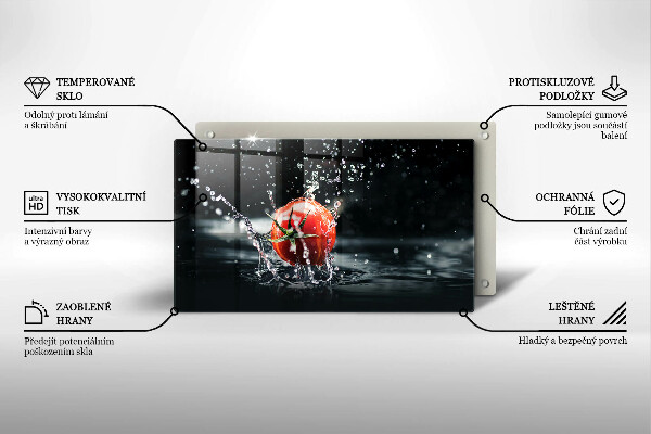 Tabla de cortar de vidrio Tomate en agua