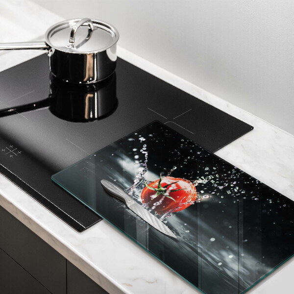 Tabla de cortar de vidrio Tomate en agua