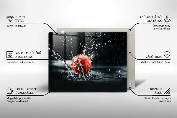 Tabla de cortar de vidrio Tomate en agua