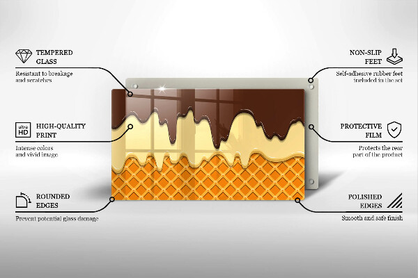 Tabla de cortar de vidrio Ilustración de cono de helado