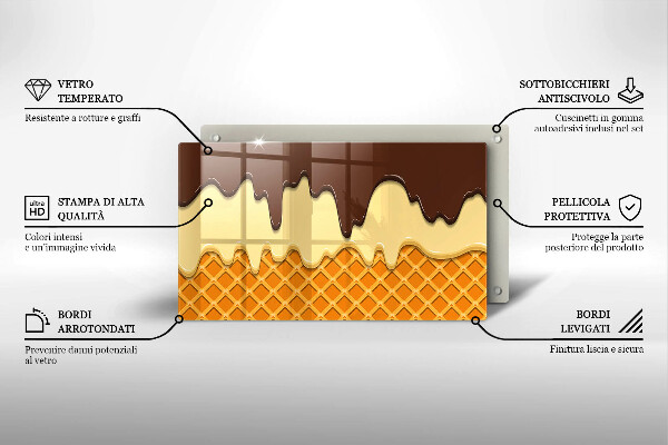 Tabla de cortar de vidrio Ilustración de cono de helado
