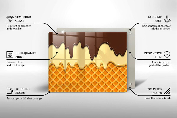 Tabla de cortar de vidrio Ilustración de cono de helado