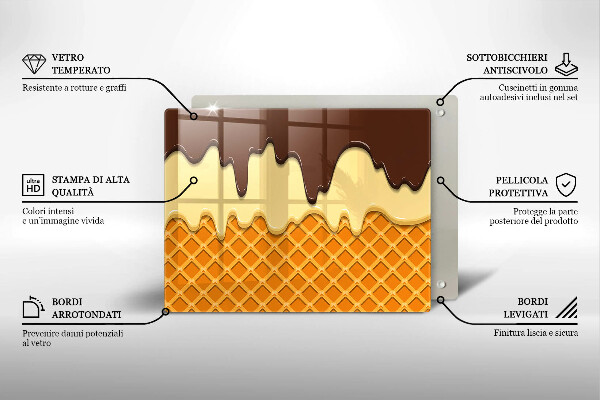Tabla de cortar de vidrio Ilustración de cono de helado