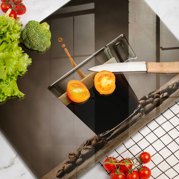 Tabla de cortar de vidrio Vidrio y granos de café