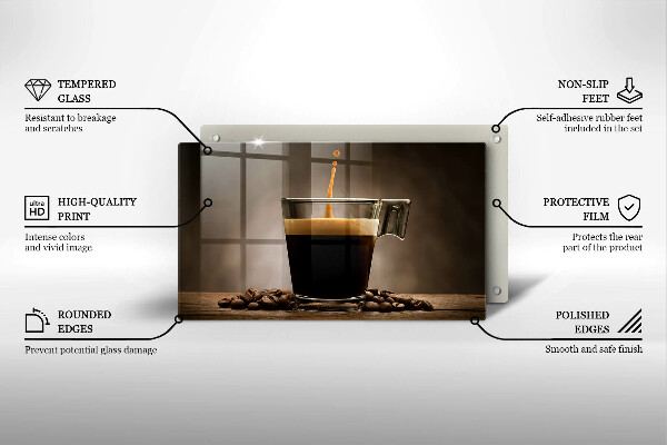 Tabla de cortar de vidrio Vidrio y granos de café