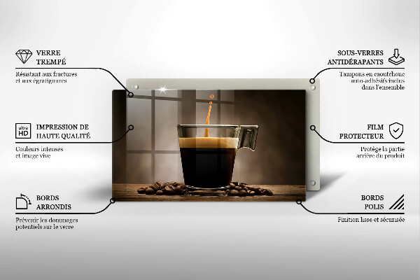 Tabla de cortar de vidrio Vidrio y granos de café