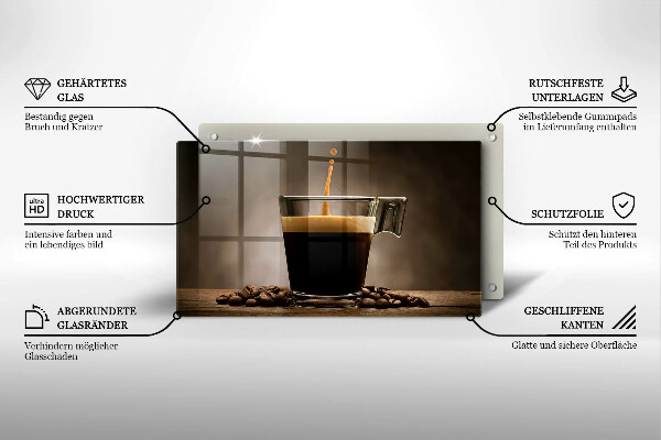 Tabla de cortar de vidrio Vidrio y granos de café