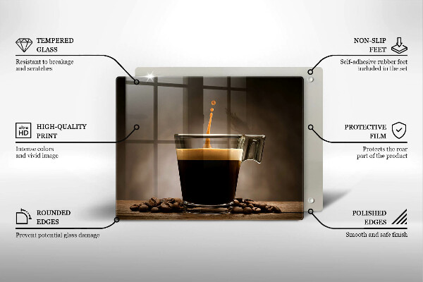 Tabla de cortar de vidrio Vidrio y granos de café