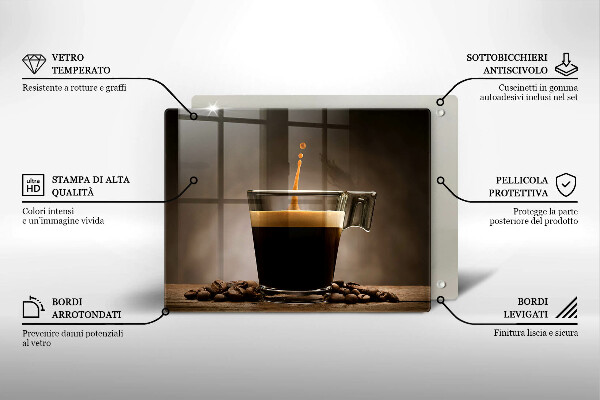 Tabla de cortar de vidrio Vidrio y granos de café