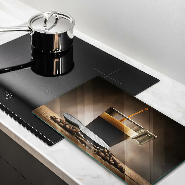 Tabla de cortar de vidrio Vidrio y granos de café