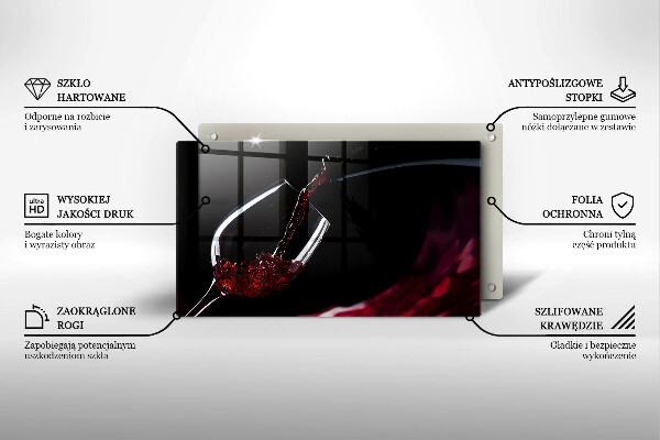 Tabla de cortar de vidrio Una copa de vino tinto