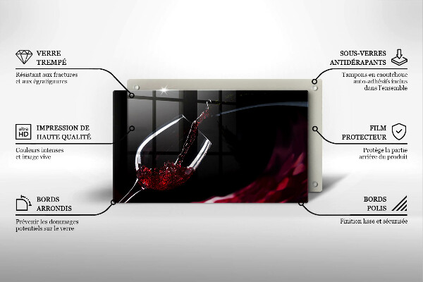 Tabla de cortar de vidrio Una copa de vino tinto