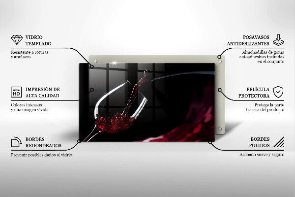 Tabla de cortar de vidrio Una copa de vino tinto