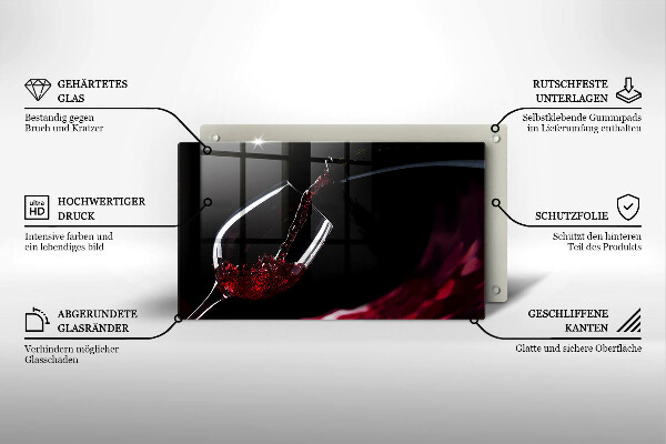 Tabla de cortar de vidrio Una copa de vino tinto