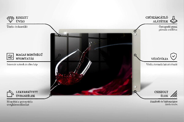 Tabla de cortar de vidrio Una copa de vino tinto