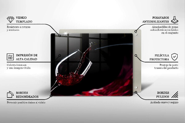 Tabla de cortar de vidrio Una copa de vino tinto