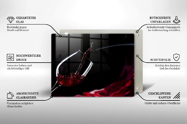 Tabla de cortar de vidrio Una copa de vino tinto