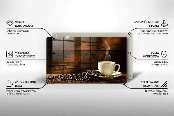 Tabla de cortar de vidrio Taza de café de madera