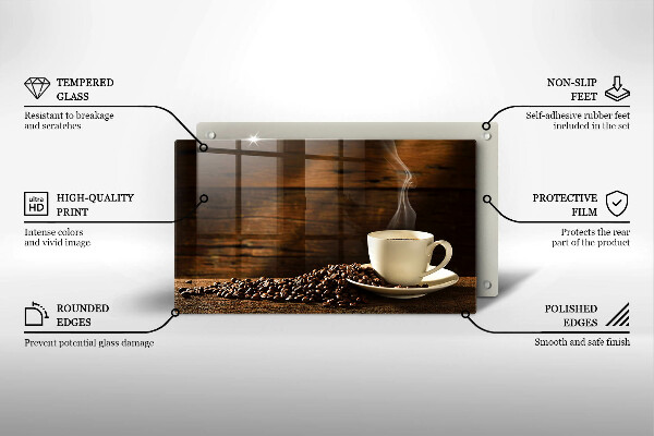 Tabla de cortar de vidrio Taza de café de madera