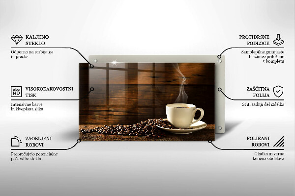 Tabla de cortar de vidrio Taza de café de madera