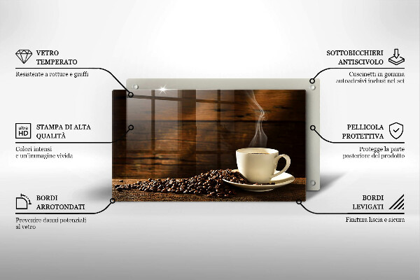Tabla de cortar de vidrio Taza de café de madera