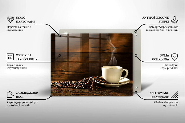 Tabla de cortar de vidrio Taza de café de madera