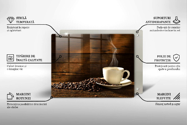 Tabla de cortar de vidrio Taza de café de madera