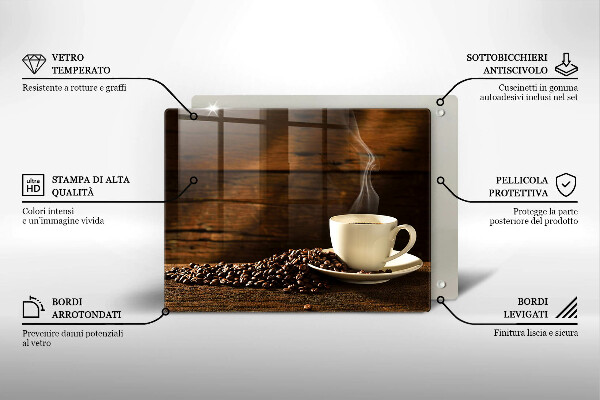 Tabla de cortar de vidrio Taza de café de madera