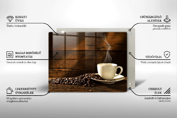 Tabla de cortar de vidrio Taza de café de madera