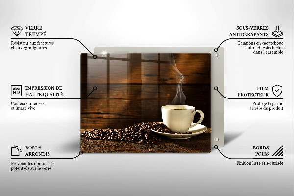 Tabla de cortar de vidrio Taza de café de madera