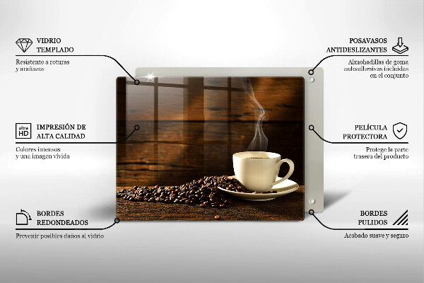 Tabla de cortar de vidrio Taza de café de madera