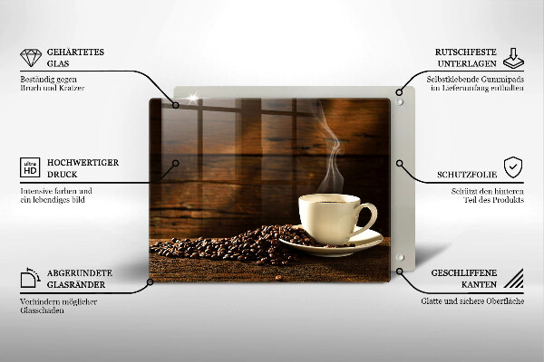 Tabla de cortar de vidrio Taza de café de madera