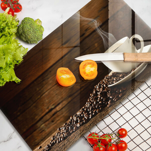 Tabla de cortar de vidrio Taza de café de madera