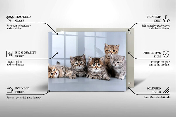 Tabla de cortar de vidrio Dulces gatitos