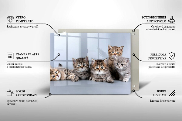 Tabla de cortar de vidrio Dulces gatitos