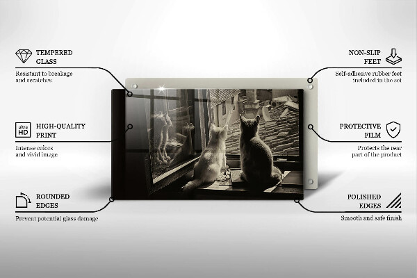 Tabla de cortar de vidrio Ventana y ciudad de gatos