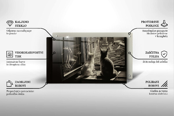 Tabla de cortar de vidrio Ventana y ciudad de gatos