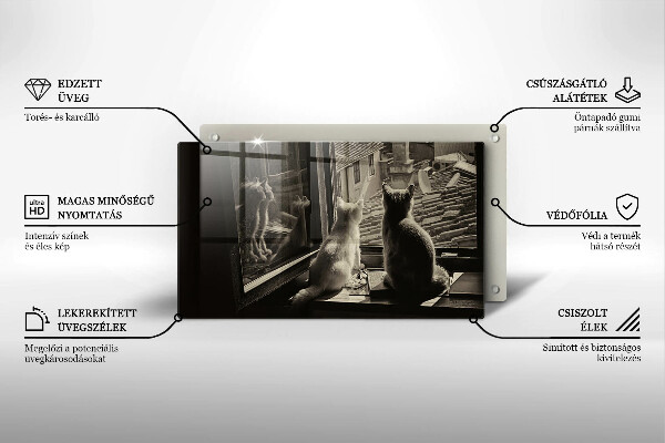 Tabla de cortar de vidrio Ventana y ciudad de gatos