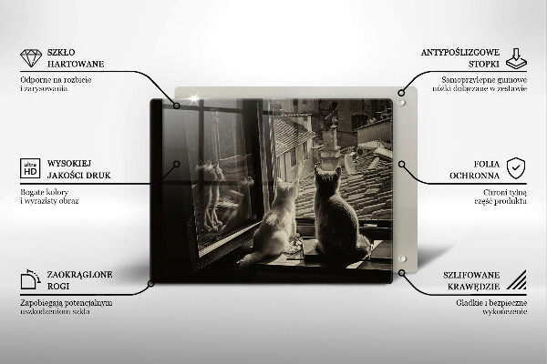 Tabla de cortar de vidrio Ventana y ciudad de gatos