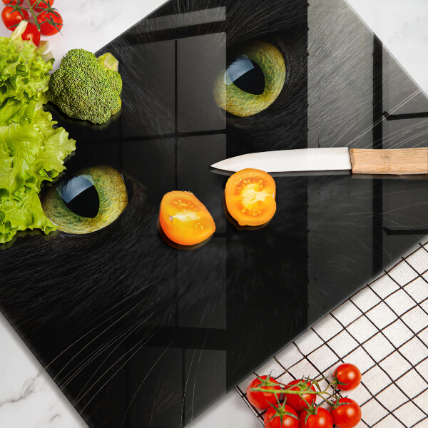 Tabla de cortar de vidrio Ojos de gato animales