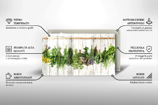 Tabla de cortar de vidrio Hierbas y plantas secas