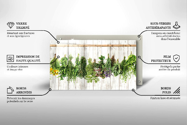 Tabla de cortar de vidrio Hierbas y plantas secas