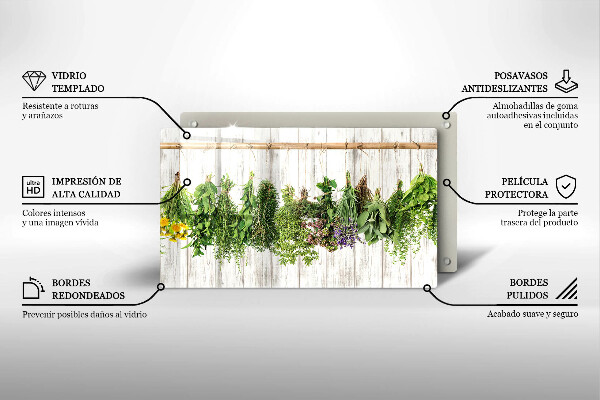 Tabla de cortar de vidrio Hierbas y plantas secas
