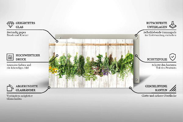 Tabla de cortar de vidrio Hierbas y plantas secas