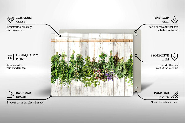 Tabla de cortar de vidrio Hierbas y plantas secas