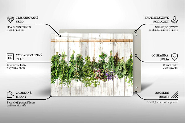 Tabla de cortar de vidrio Hierbas y plantas secas