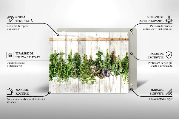 Tabla de cortar de vidrio Hierbas y plantas secas