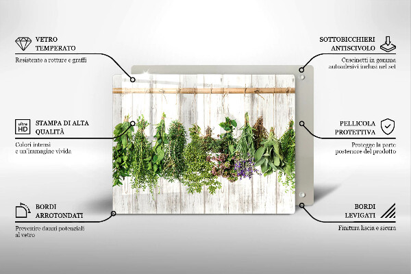 Tabla de cortar de vidrio Hierbas y plantas secas