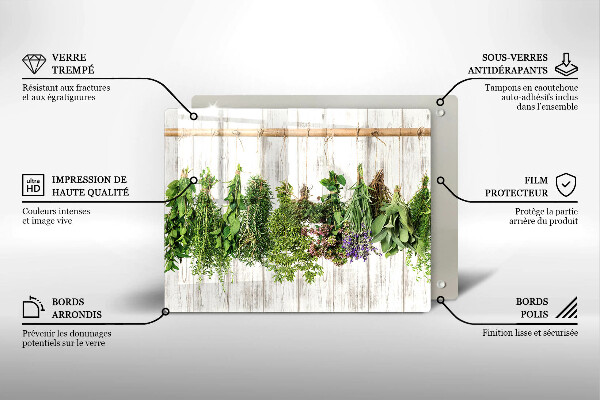 Tabla de cortar de vidrio Hierbas y plantas secas
